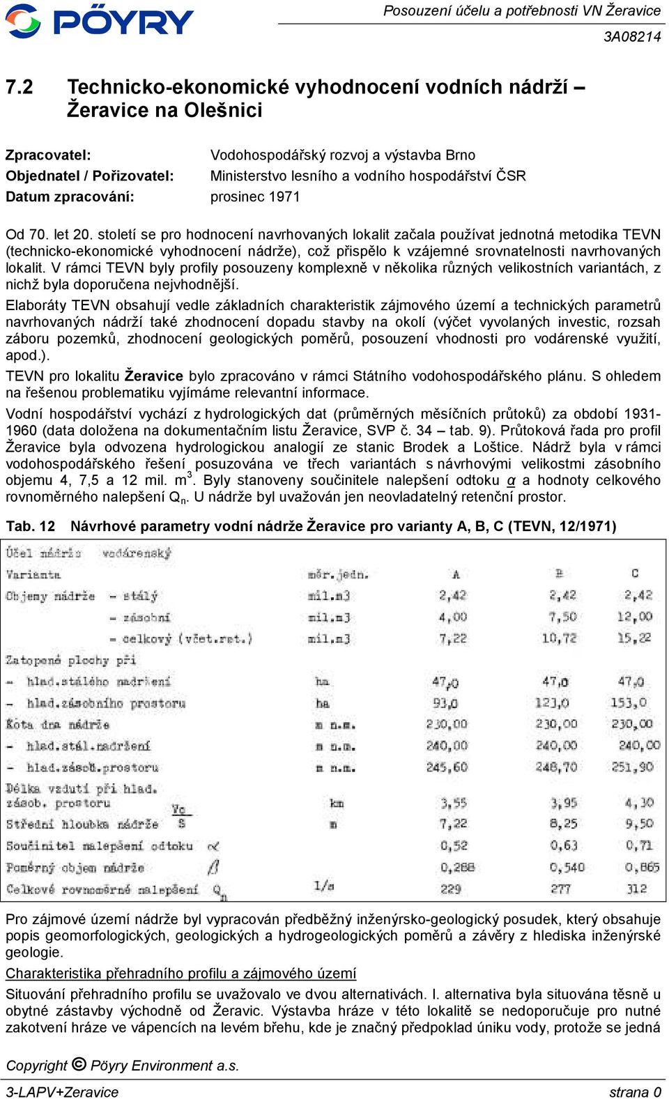 století se pro hodnocení navrhovaných lokalit začala používat jednotná metodika TEVN (technicko-ekonomické vyhodnocení nádrže), což přispělo k vzájemné srovnatelnosti navrhovaných lokalit.