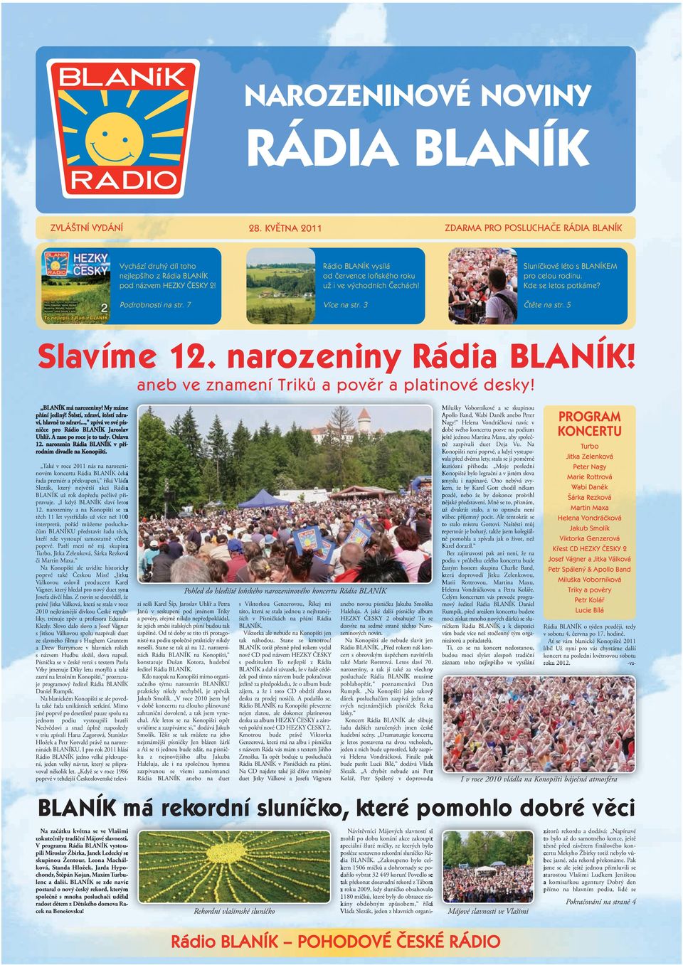 narozeniny Rádia BLANÍK! aneb ve znamení Triků a pověr a platinové desky! BLANÍK má narozeniny! My máme přání jediný! Štěstí, zdraví, štěstí zdraví, hlavně to zdraví.