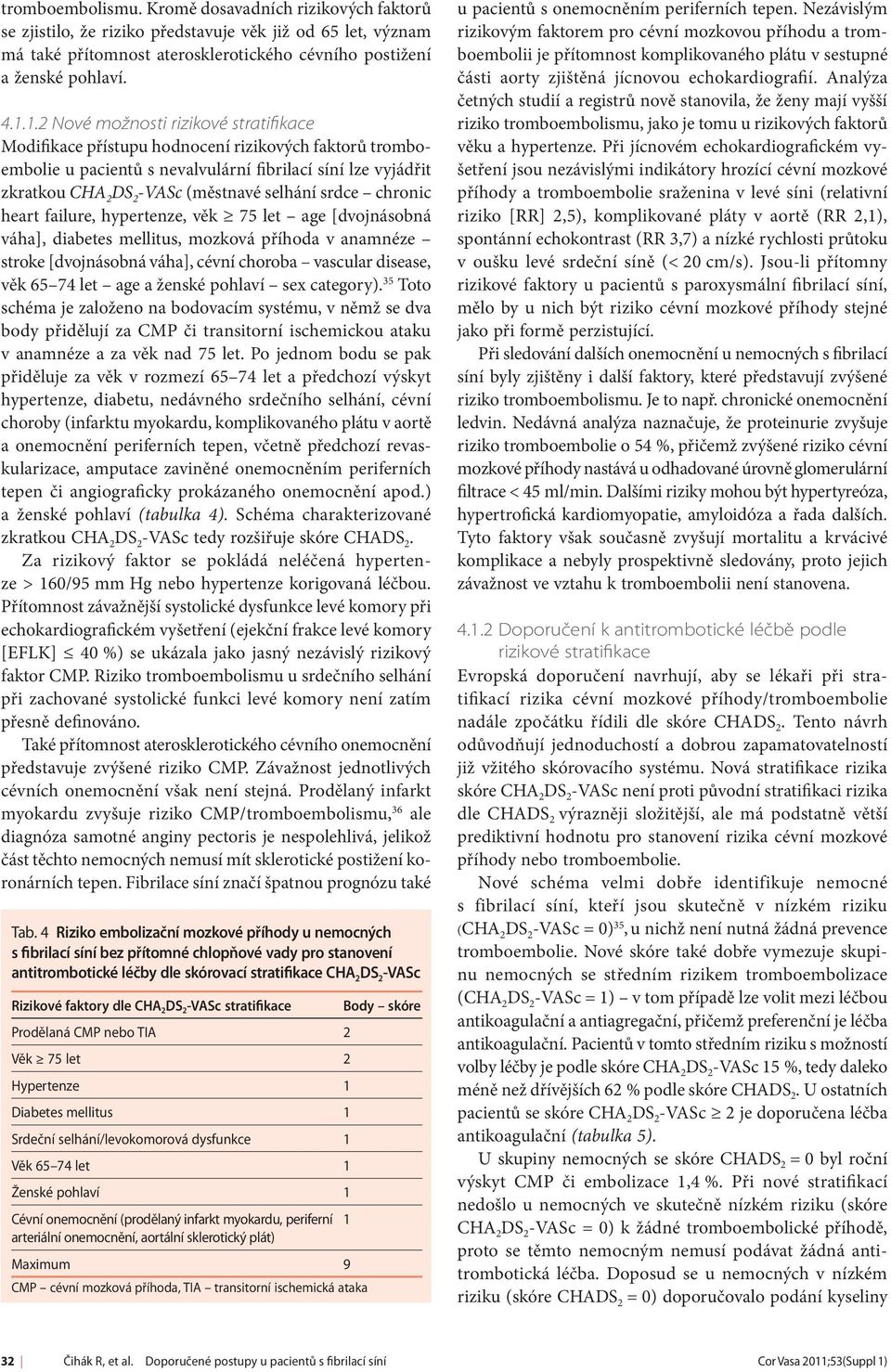 selhání srdce chronic heart failure, hypertenze, věk 75 let age [dvojnásobná váha], diabetes mellitus, mozková příhoda v anamnéze stroke [dvojnásobná váha], cévní choroba vascular disease, věk 65 74