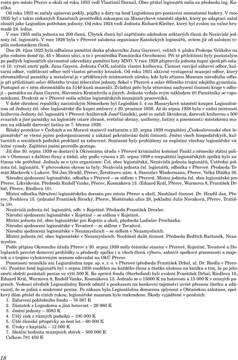 V roce 1935 byl z takto získaných finančních prostředků zakoupen na Masarykově náměstí objekt, který po adaptaci začal sloužit jako Legiodům potřebám jednoty.