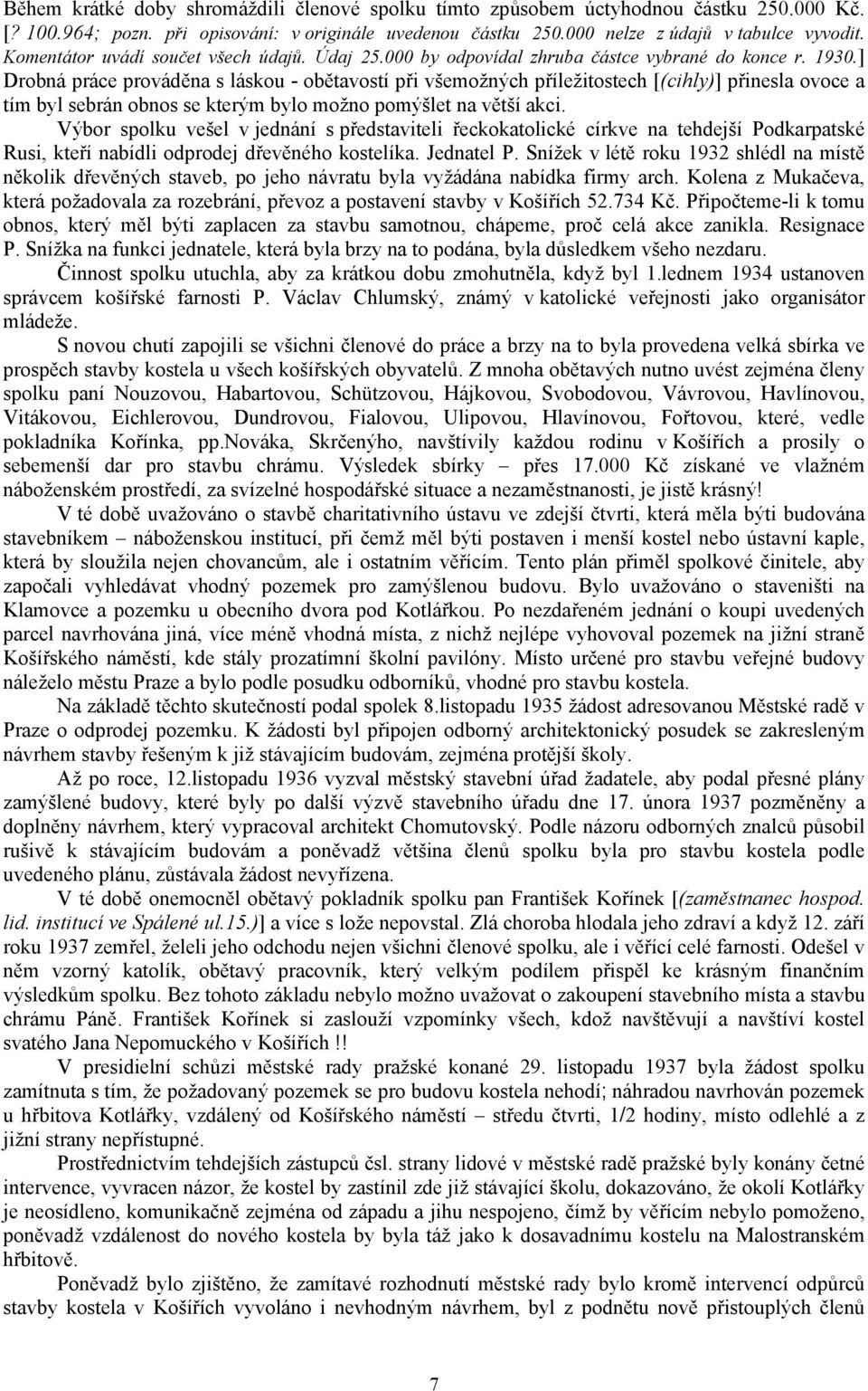 ] Drobná práce prováděna s láskou - obětavostí při všemožných příležitostech [(cihly)] přinesla ovoce a tím byl sebrán obnos se kterým bylo možno pomýšlet na větší akci.