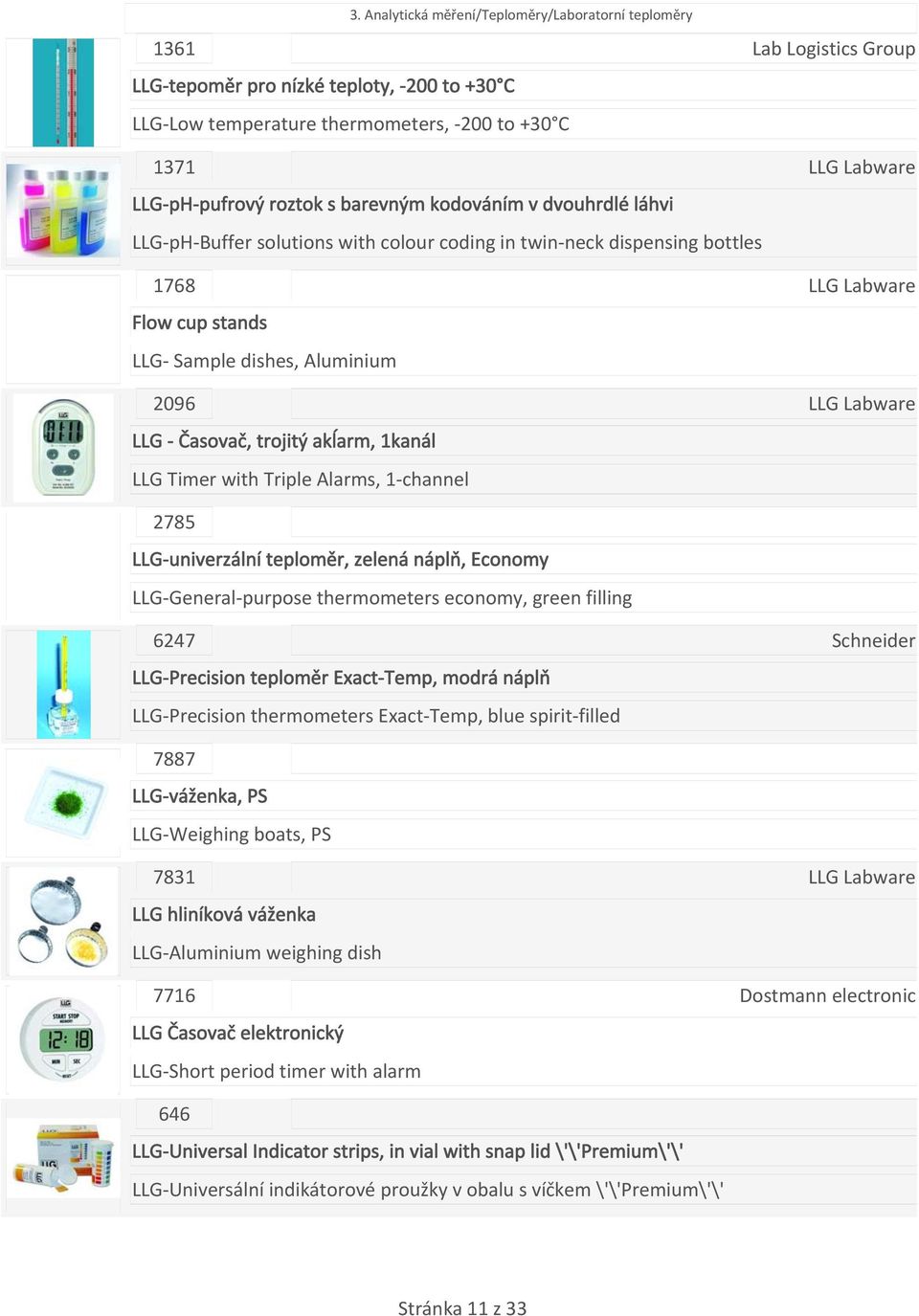 1kanál LLG Timer with Triple Alarms, 1 channel 2785 LLG univerzální teploměr, zelená náplň, Economy LLG General purpose thermometers economy, green filling 6247 LLG Precision teploměr Exact Temp,