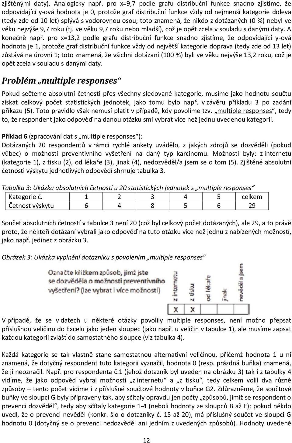 vodorovnou osou; toto znamená, že nikdo z dotázaných (0 %) nebyl ve věku nejvýše 9,7 roku (tj. ve věku 9,7 roku nebo mladší), což je opět zcela v souladu s danými daty. A konečně např.