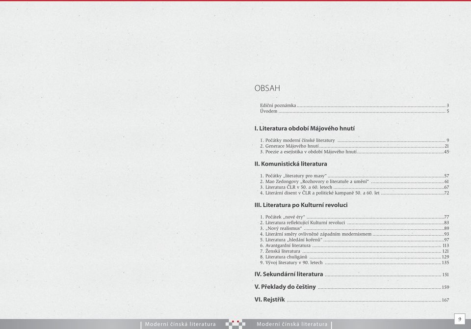 Literární disent v ČLR a politické kampaně 50. a 60. let...72 III. Literatura po Kulturní revoluci 1. Počátek nové éry...77 2. Literatura reflektující Kulturní revoluci...83 3. Nový realismus...89 4.