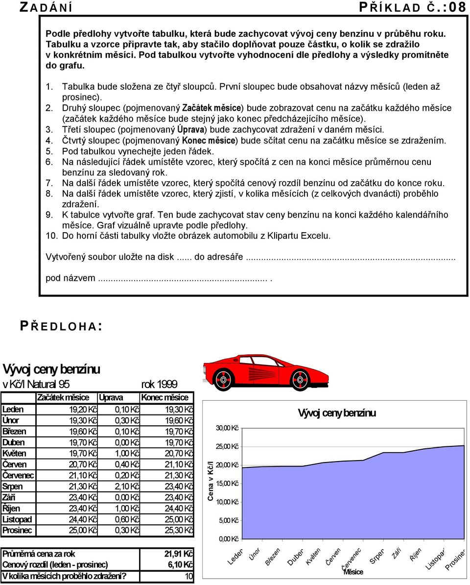 Tabulka bude složena ze čtyř sloupců. První sloupec bude obsahovat názvy měsíců (leden až prosinec). 2.