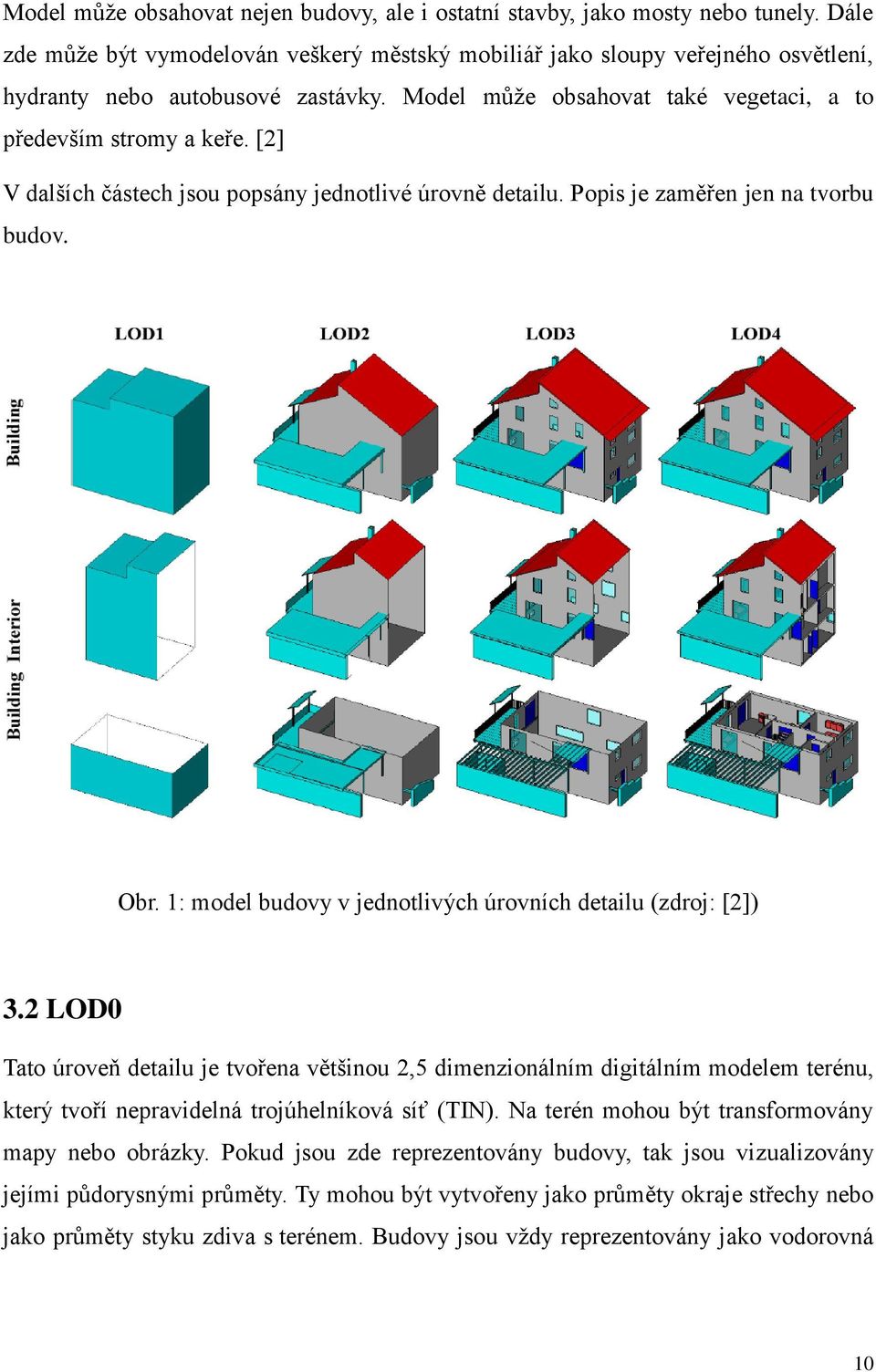 [2] V dalších částech jsou popsány jednotlivé úrovně detailu. Popis je zaměřen jen na tvorbu budov. Obr. 1: model budovy v jednotlivých úrovních detailu (zdroj: [2]) 3.