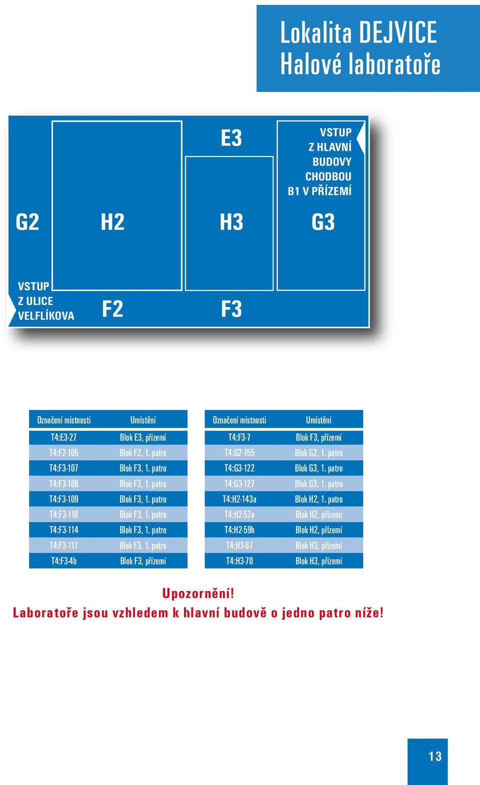 patro T4:G3-127 Blok G3, 1. patro T4:F3-109 Blok F3, 1. patro T4:H2-143a Blok H2, 1. patro T4:F3-110 Blok F3, 1. patro T4:H2-57a Blok H2, přízemí T4:F3-114 Blok F3, 1.