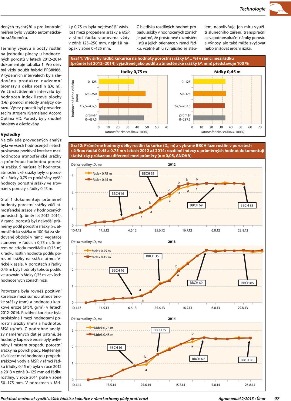 Ve čtrnáctidenním intervlu yl hodnocen index listové plochy (LAI) pomocí metody nlýzy orzu. Výsev porostů yl proveden secím strojem Kvernelnd Accord Optim HD. Porosty yly shodně hnojeny ošetřovány.