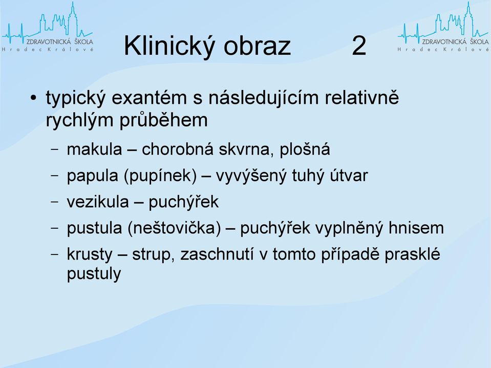 tuhý útvar vezikula puchýřek pustula (neštovička) puchýřek