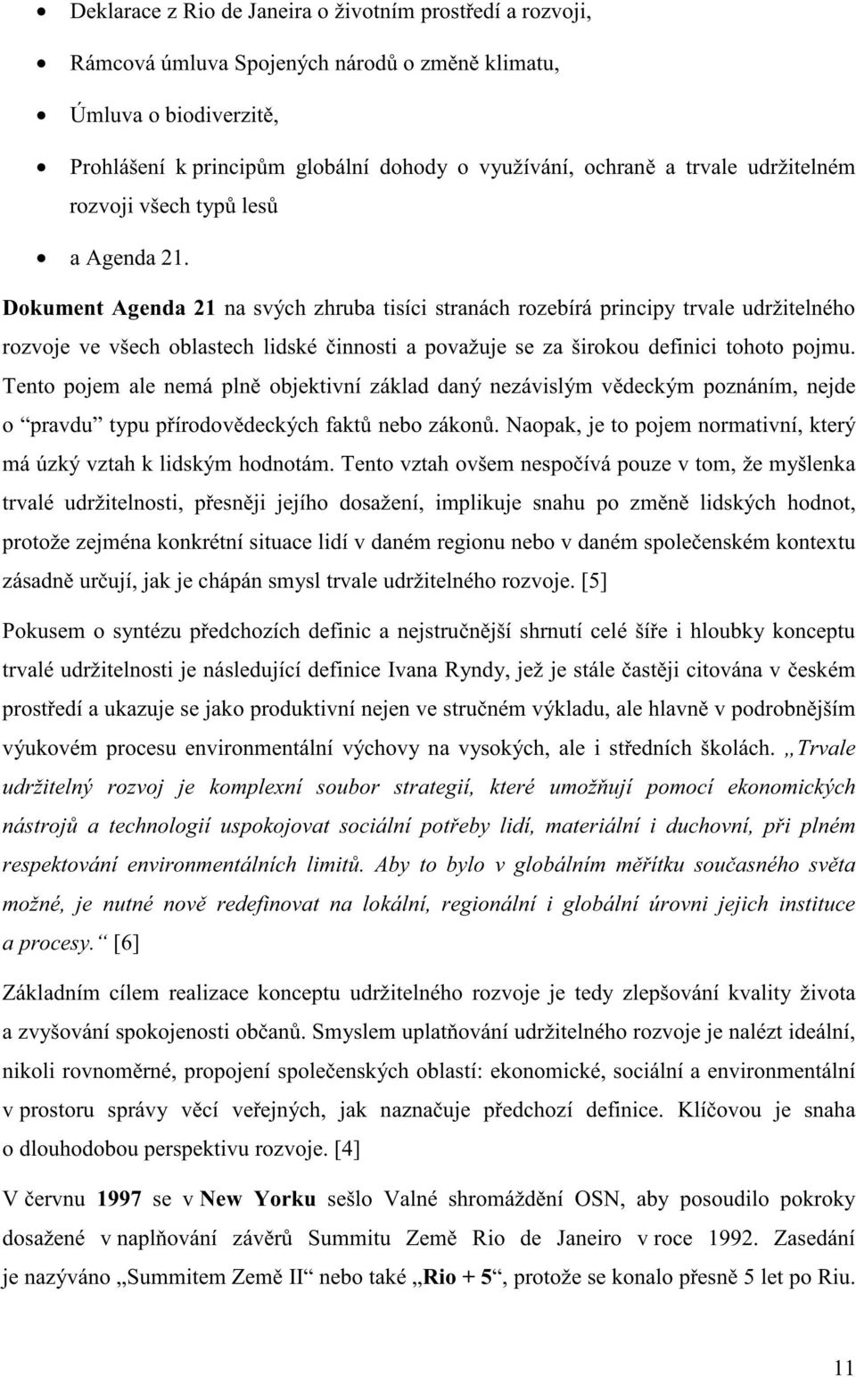 Dokument Agenda 21 na svých zhruba tisíci stranách rozebírá principy trvale udržitelného rozvoje ve všech oblastech lidské innosti a považuje se za širokou definici tohoto pojmu.