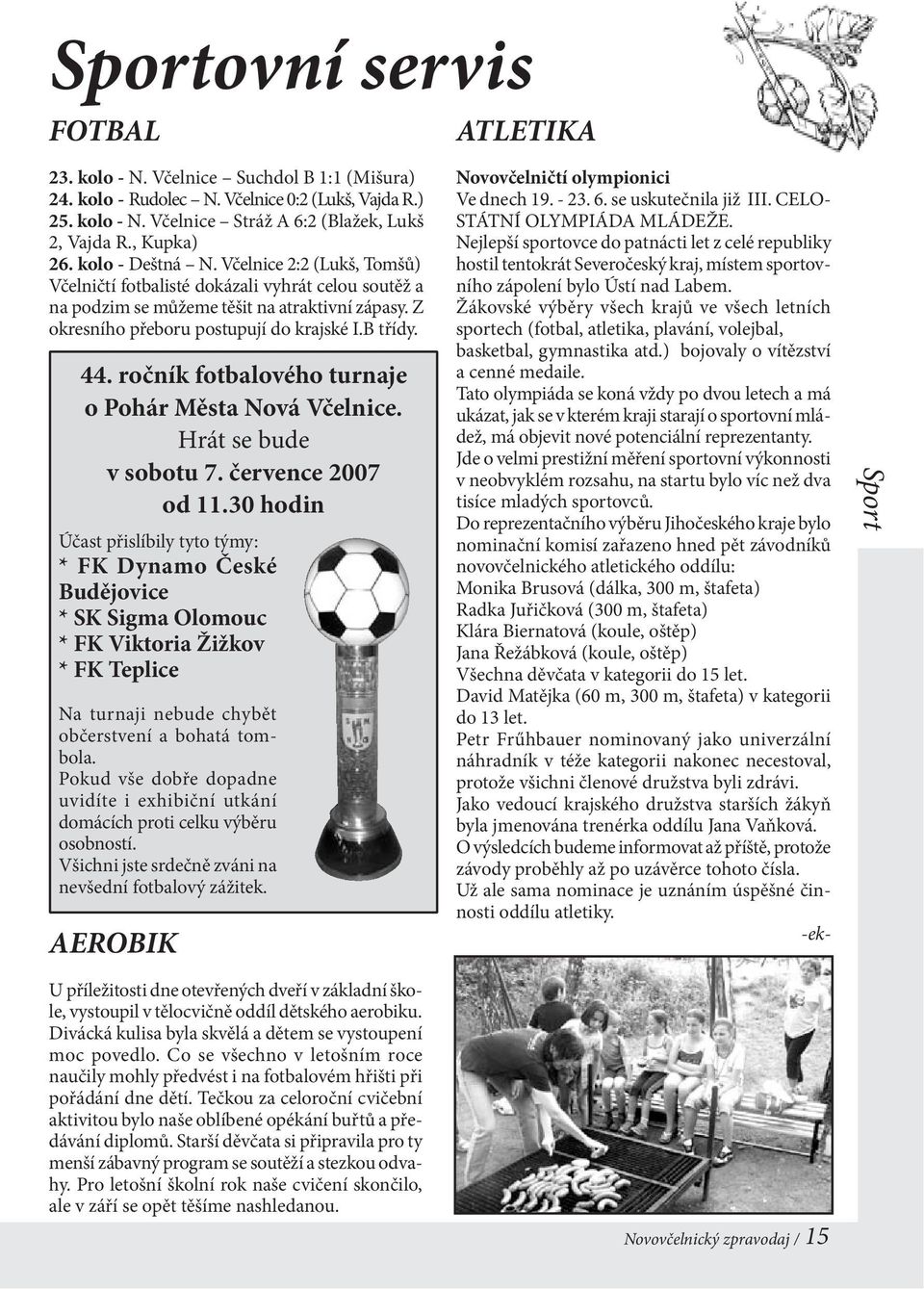 B třídy. 44. ročník fotbalového turnaje o Pohár Města Nová Včelnice. Hrát se bude v sobotu 7. července 2007 od 11.