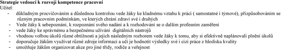 ke správnému a bezpečnému užívání digitálních nástrojů - vhodnou volbou úkolů různé obtížnosti a jejich následným rozborem vede žáky k tomu, aby si efektivně naplánovali plnění