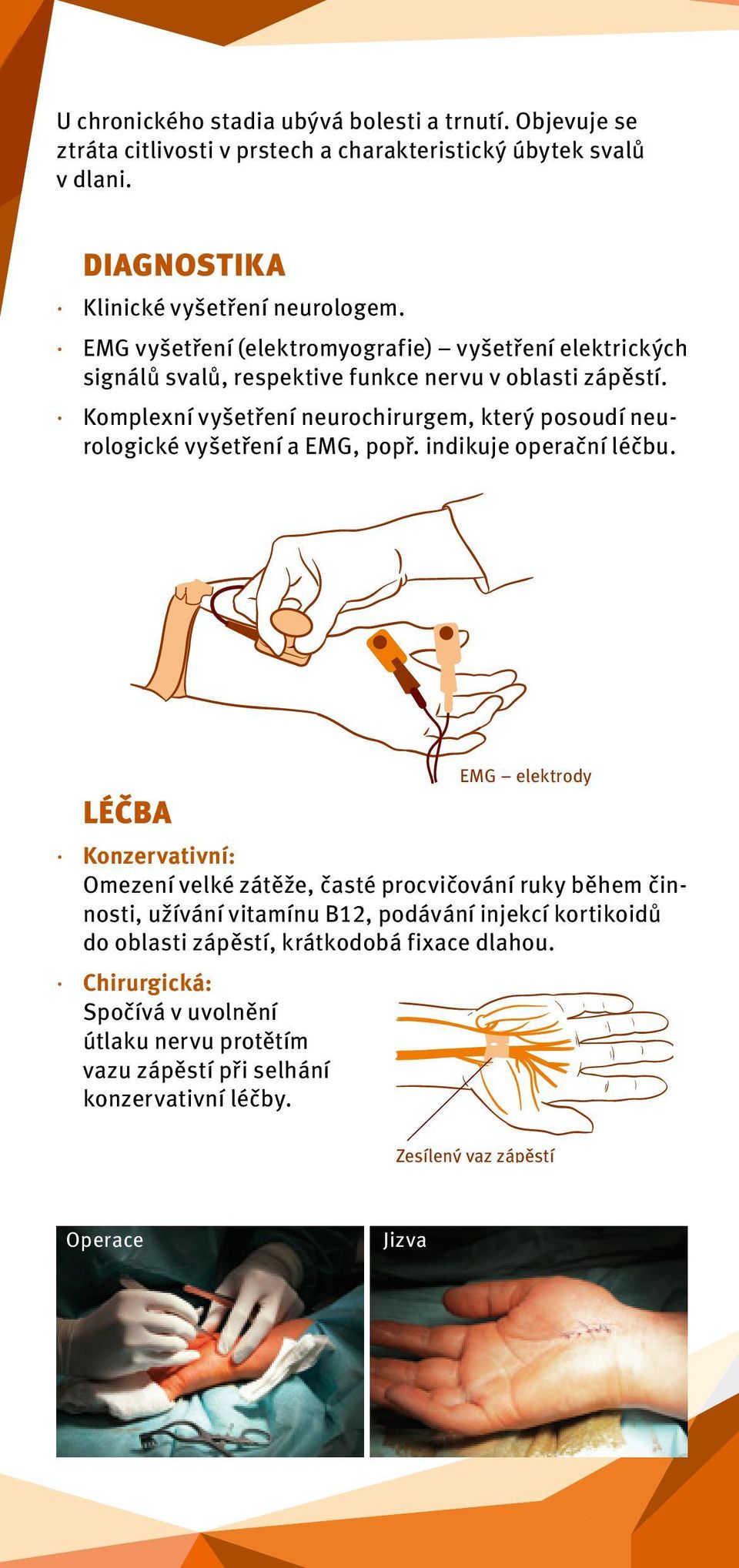 Komplexní vyšetření neurochirurgem, který posoudí neurologické vyšetření a EMG, popř. indikuje operační léčbu.