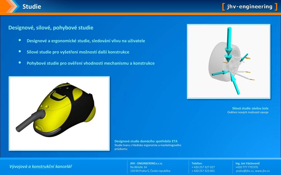 vhodnosti mechanismu a konstrukce Silová studie závěsu kola Ověření nových možností vývoje