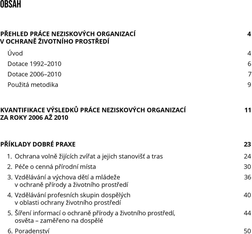 Péče o cenná přírodní místa 30 3. Vzdělávání a výchova dětí a mládeže 36 v ochraně přírody a životního prostředí 4.