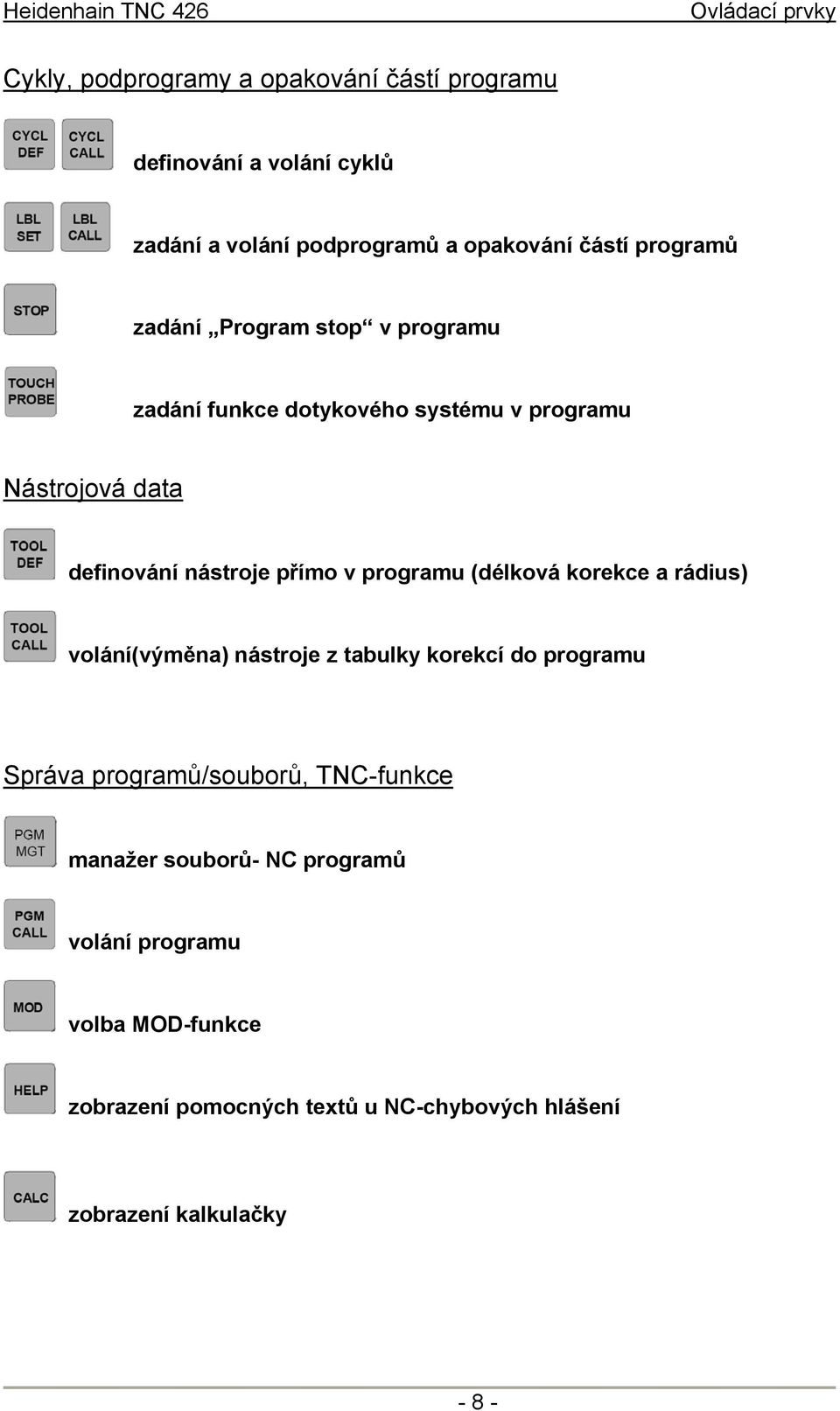 přímo v programu (délková korekce a rádius) volání(výměna) nástroje z tabulky korekcí do programu Správa programů/souborů,