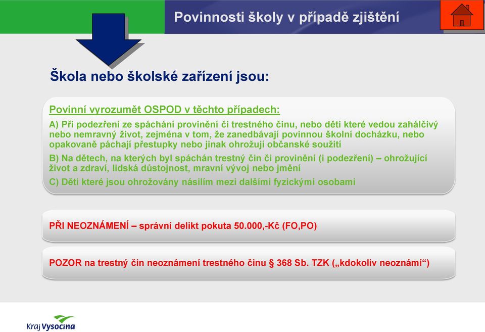 soužití B) Na dětech, na kterých byl spáchán trestný čin či provinění (i podezření) ohrožující život a zdraví, lidská důstojnost, mravní vývoj nebo jmění C) Děti které jsou