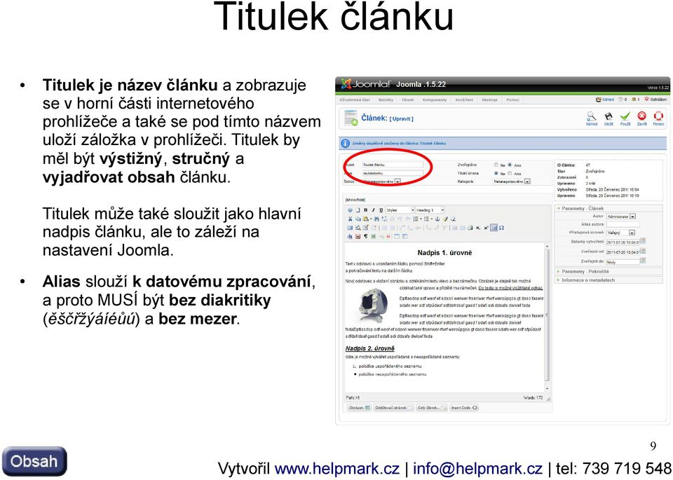 Titulek by měl být výstižný, stručný a vyjadřovat obsah článku.