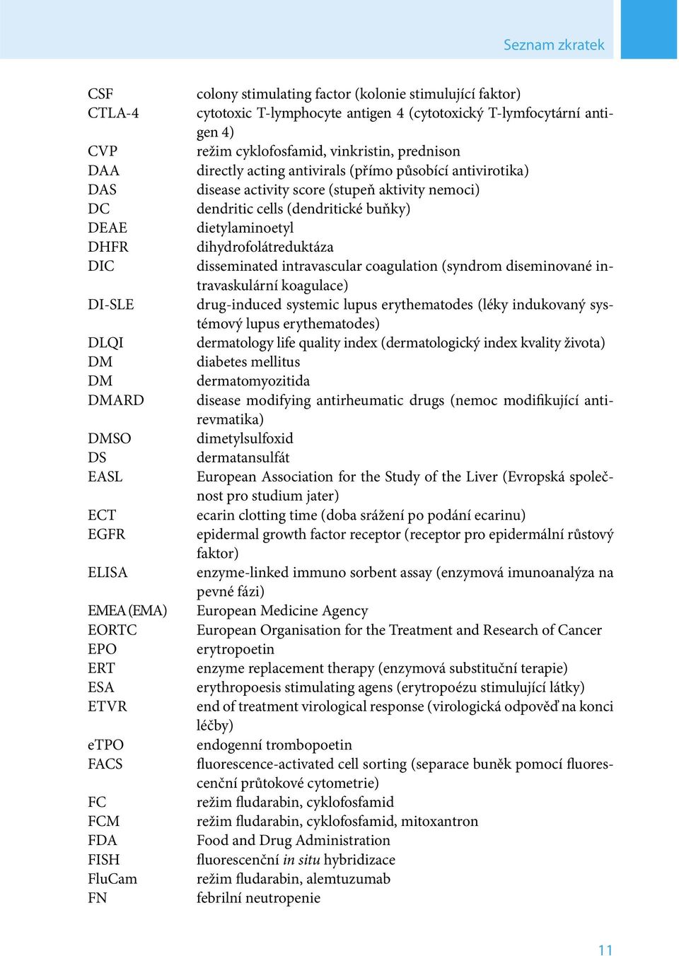 antivirotika) disease activity score (stupeň aktivity nemoci) dendritic cells (dendritické buňky) dietylaminoetyl dihydrofolátreduktáza disseminated intravascular coagulation (syndrom diseminované