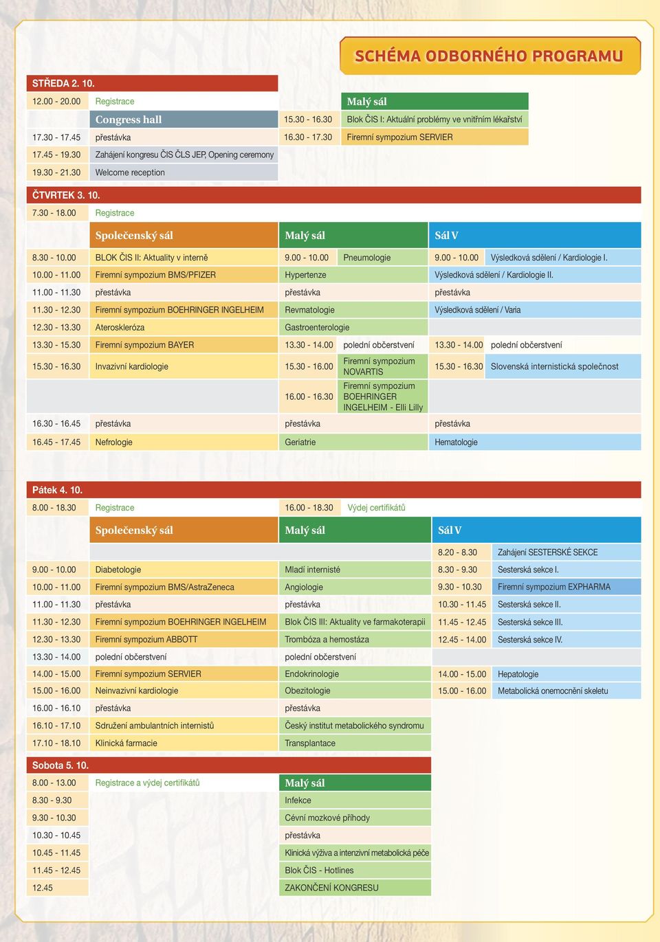 00 BLOK ČIS II: Aktuality v interně 9.00-10.00 Pneumologie 9.00-10.00 Výsledková sdělení / Kardiologie I. 10.00-11.00 Firemní sympozium BMS/PFIZER Hypertenze Výsledková sdělení / Kardiologie II. 11.