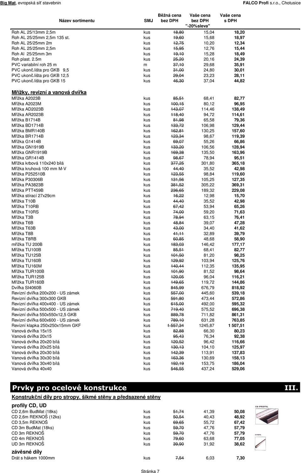 lišta pro GKB 9,5 kus 31,00 24,80 30,01 PVC ukonč.lišta pro GKB 12,5 kus 29,04 23,23 28,11 PVC ukonč.