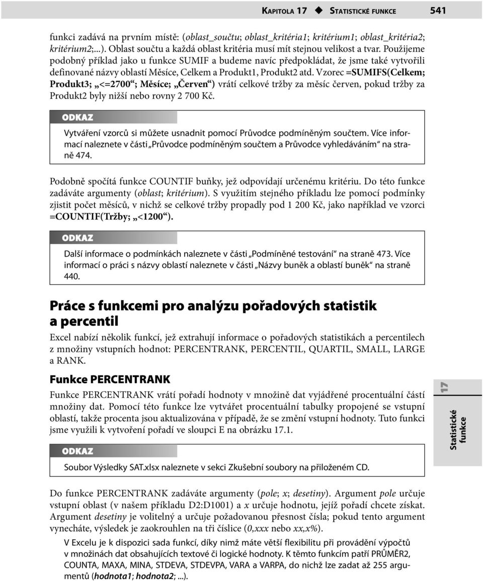 Použijeme podobný příklad jako u SUMIF a budeme navíc předpokládat, že jsme také vytvořili definované názvy oblastí Měsíce, Celkem a Produkt1, Produkt2 atd.