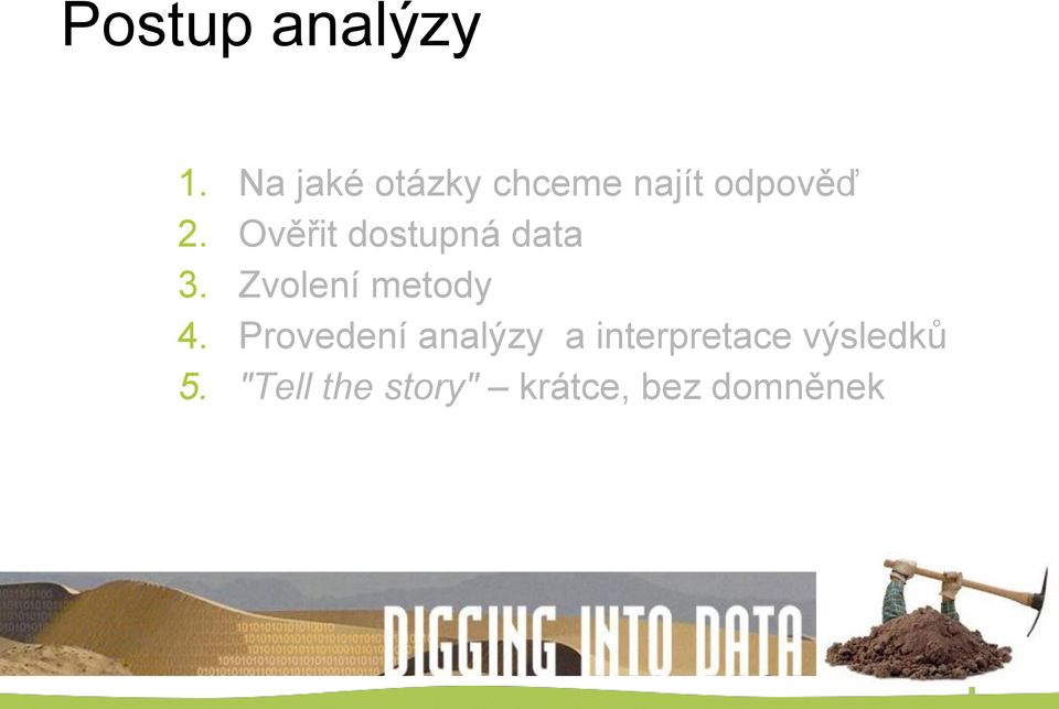 Ověřit dostupná data 3. Zvolení metody 4.