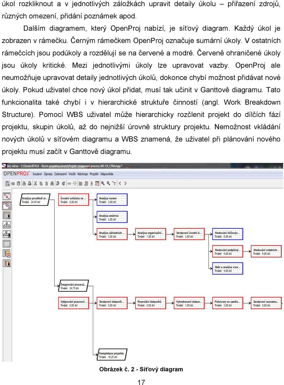 Mezi jednotlivými úkoly lze upravovat vazby. OpenProj ale neumožňuje upravovat detaily jednotlivých úkolů, dokonce chybí možnost přidávat nové úkoly.