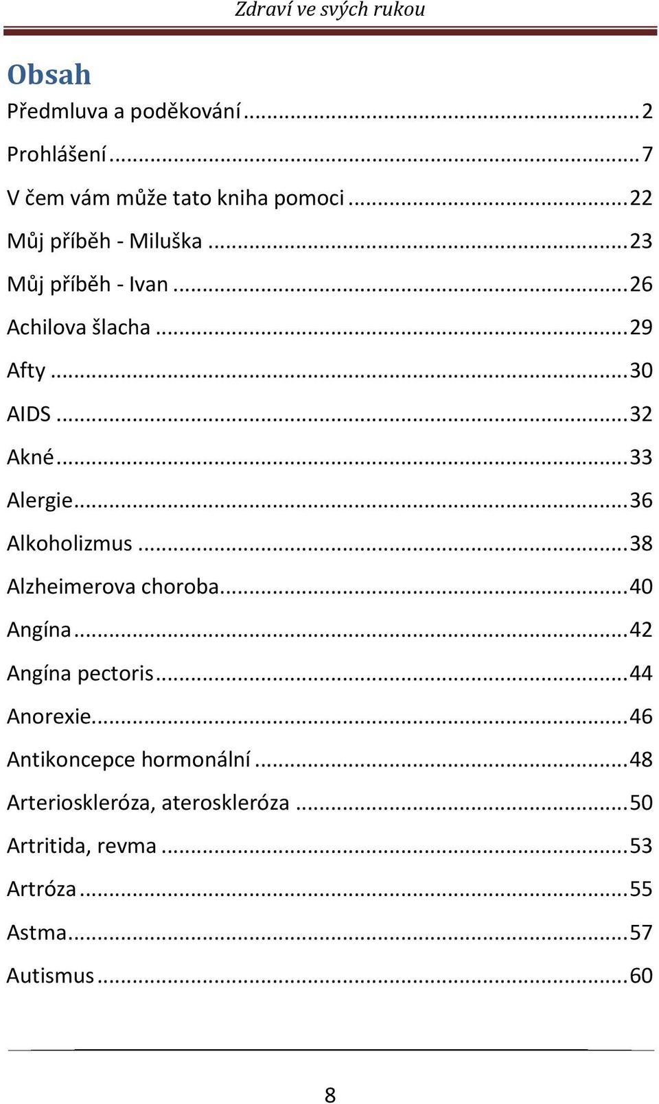 .. 38 Alzheimerova choroba... 40 Angína... 42 Angína pectoris... 44 Anorexie... 46 Antikoncepce hormonální.