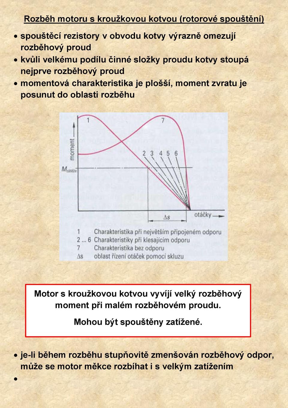 zvratu je posunut do oblasti rozběhu Motor s kroužkovou kotvou vyvíjí velký rozběhový moment při malém rozběhovém proudu.