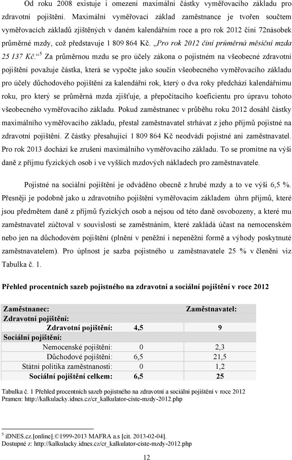 Pro rok 2012 činí průměrná měsíční mzda 25 137 Kč.