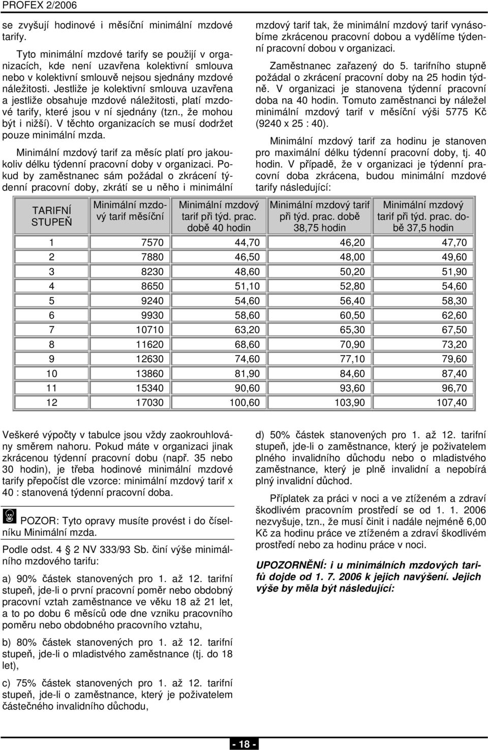 Jestliže je kolektivní smlouva uzavřena a jestliže obsahuje mzdové náležitosti, platí mzdové tarify, které jsou v ní sjednány (tzn., že mohou být i nižší).