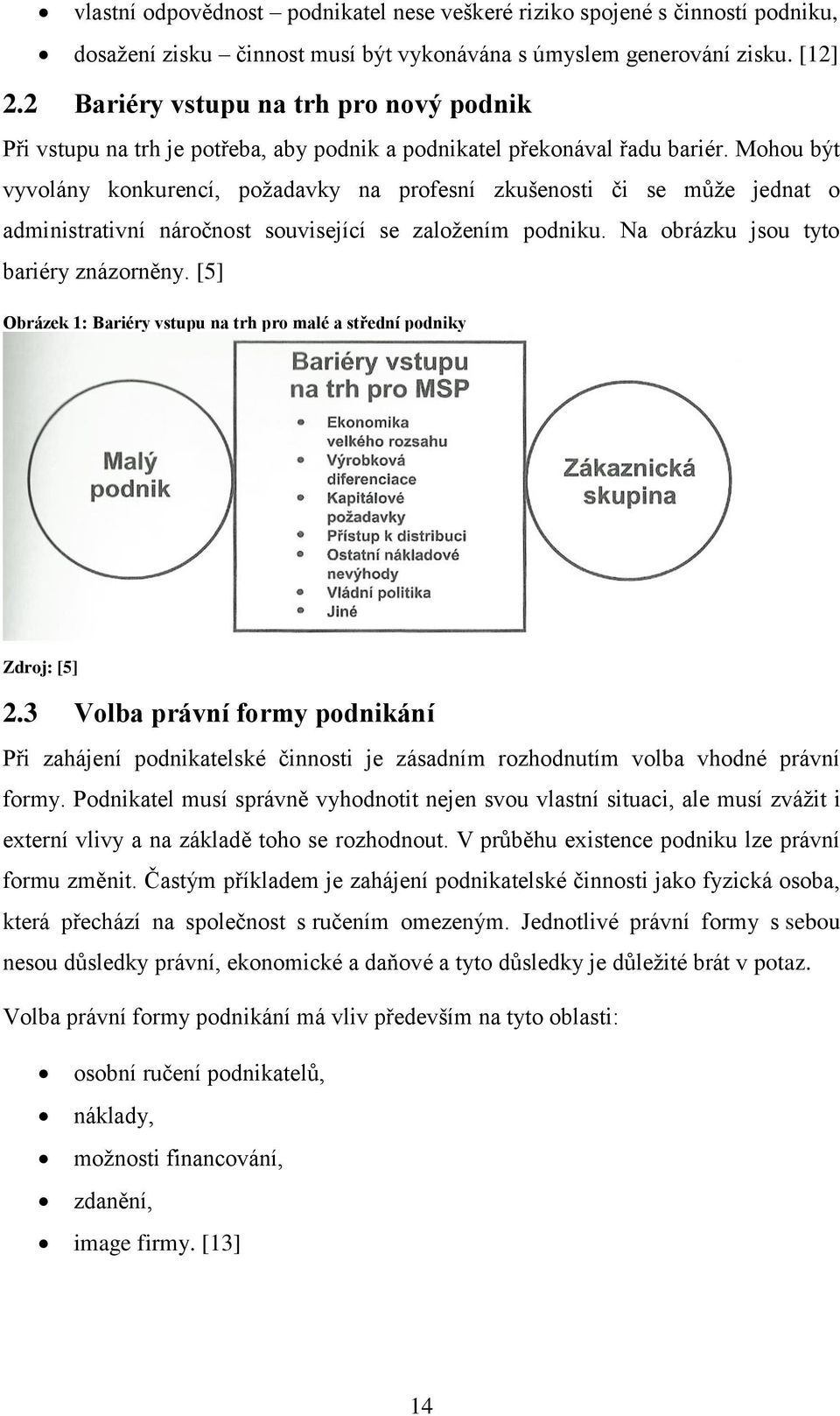 Mohou být vyvolány konkurencí, požadavky na profesní zkušenosti či se může jednat o administrativní náročnost související se založením podniku. Na obrázku jsou tyto bariéry znázorněny.