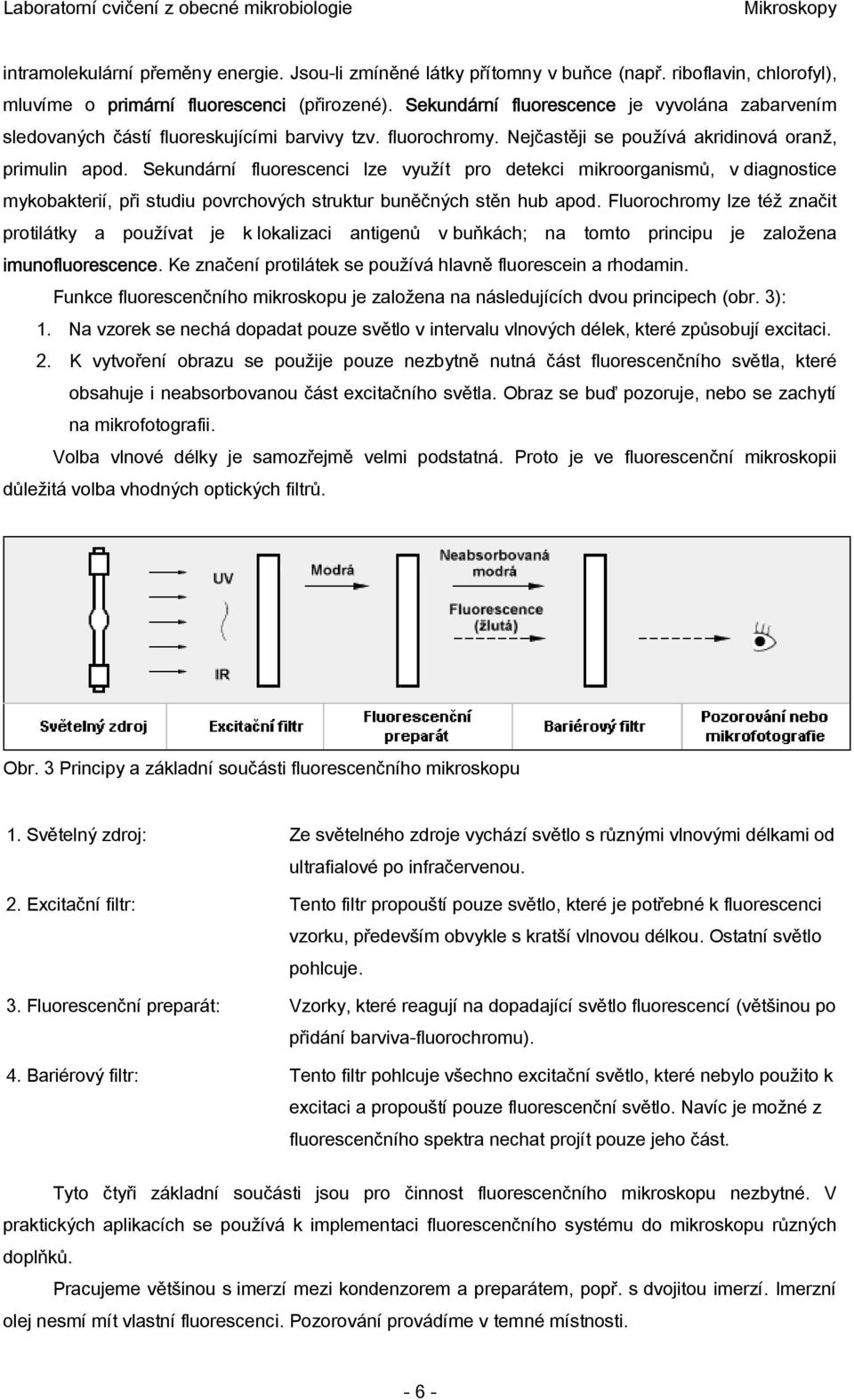 Sekundární fluorescenci lze využít pro detekci mikroorganismů, v diagnostice mykobakterií, při studiu povrchových struktur buněčných stěn hub apod.