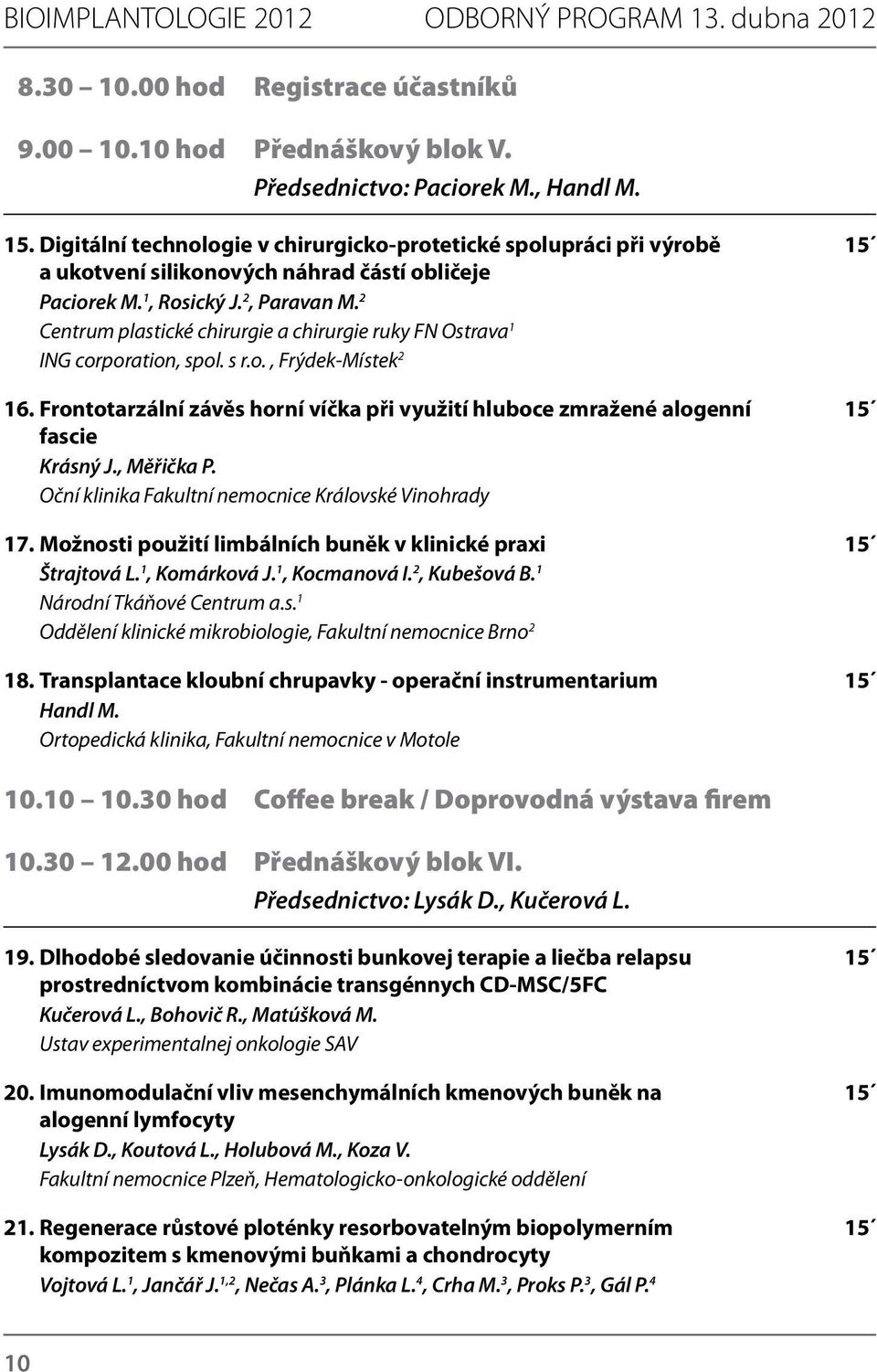 2 Centrum plastické chirurgie a chirurgie ruky FN Ostrava 1 ING corporation, spol. s r.o., Frýdek-Místek 2 16.