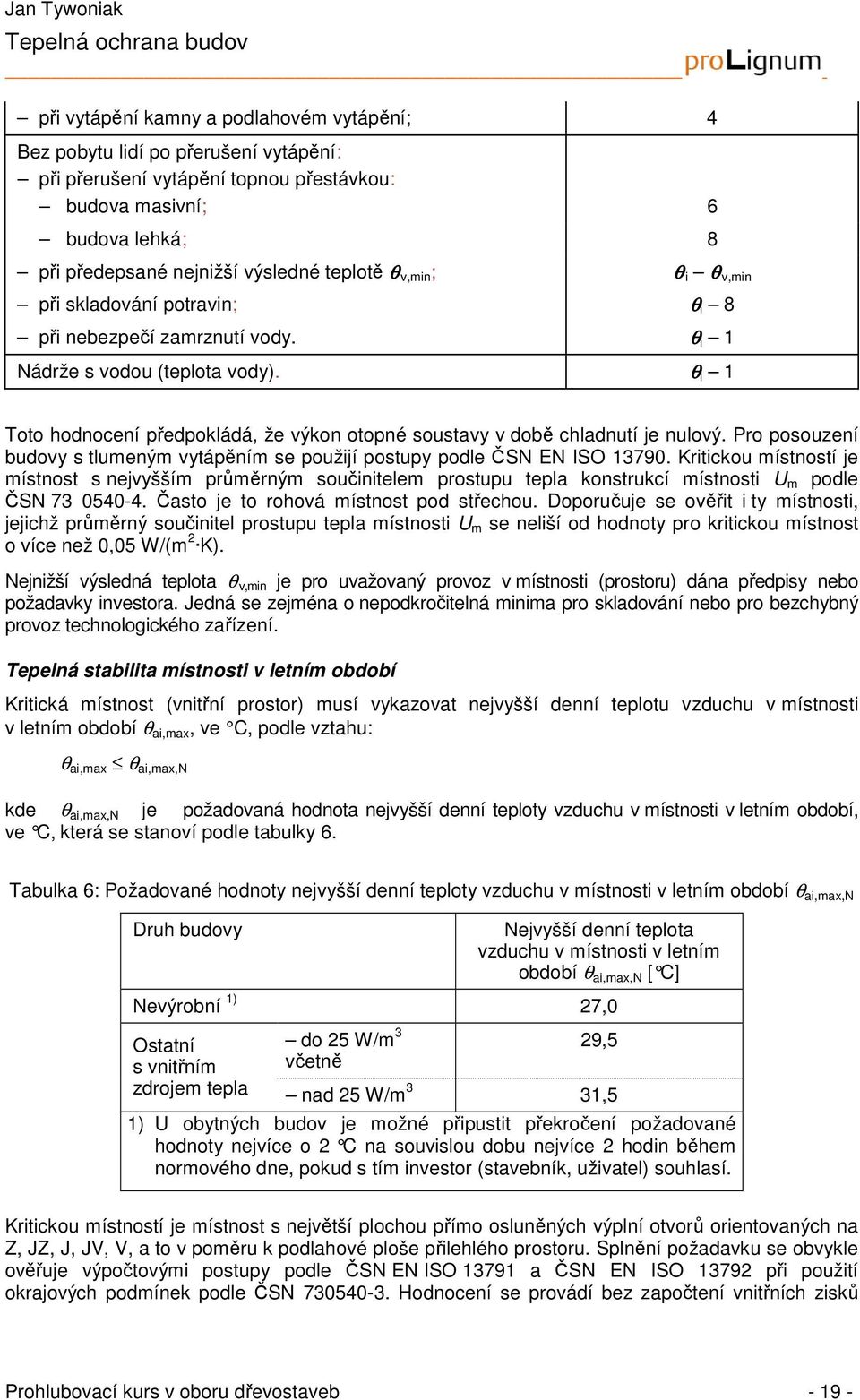 θ i 1 Toto hodnocení předpokládá, že výkon otopné soustavy v době chladnutí je nulový. Pro posouzení budovy s tlumeným vytápěním se použijí postupy podle ČSN EN ISO 13790.