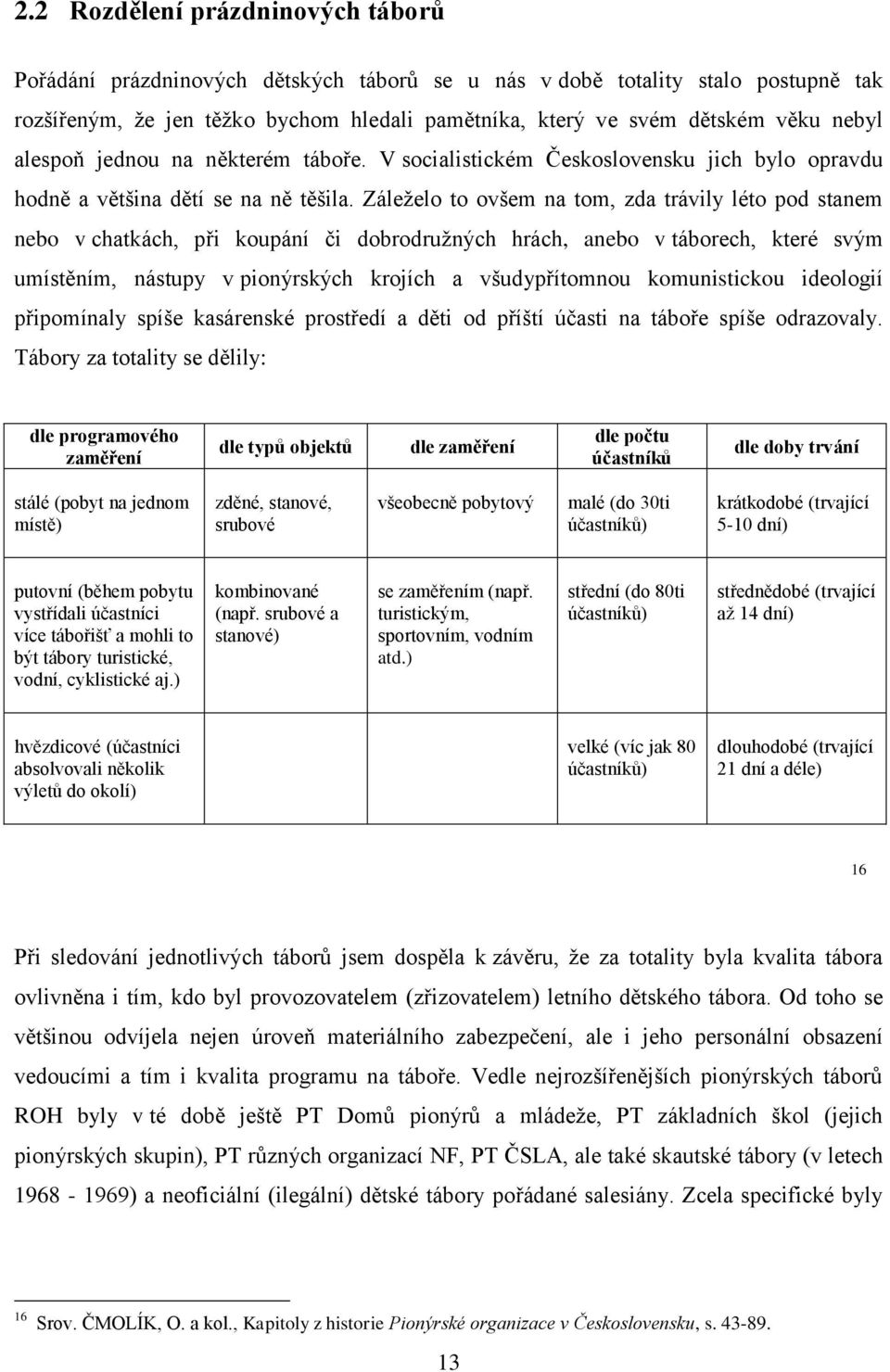 Záleželo to ovšem na tom, zda trávily léto pod stanem nebo v chatkách, při koupání či dobrodružných hrách, anebo v táborech, které svým umístěním, nástupy v pionýrských krojích a všudypřítomnou