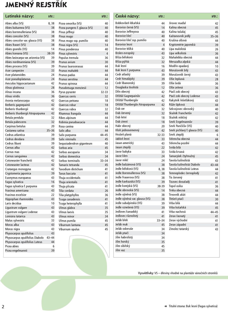 arizonica (VS) 39 Abies nordmanniana (VS) 39 Abies procera (VS) 39 Acer campestre 33 Acer platanoides 24 Acer pseudoplatanus 24 Aesculus hippocastanum 42 Alnus glutinosa 28 Alnus incana 36 Alnus