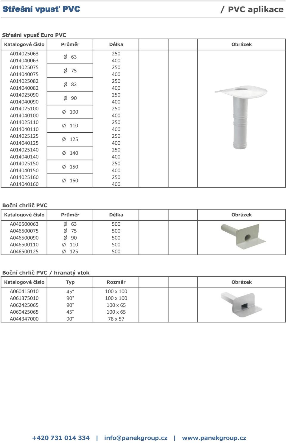 A014040150 A014025160 250 Ø 160 A014040160 Boční chrlič PVC A046500063 Ø 63 500 A046500075 Ø 75 500 A046500090 Ø 90 500 A046500110 Ø 110 500 A046500125 Ø 125 500