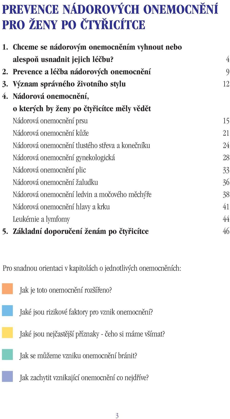 Nádorová onemocnění, o kterých by ženy po čtyřicítce měly vědět Nádorová onemocnění prsu Nádorová onemocnění kůže Nádorová onemocnění tlustého střeva a konečníku Nádorová onemocnění gynekologická