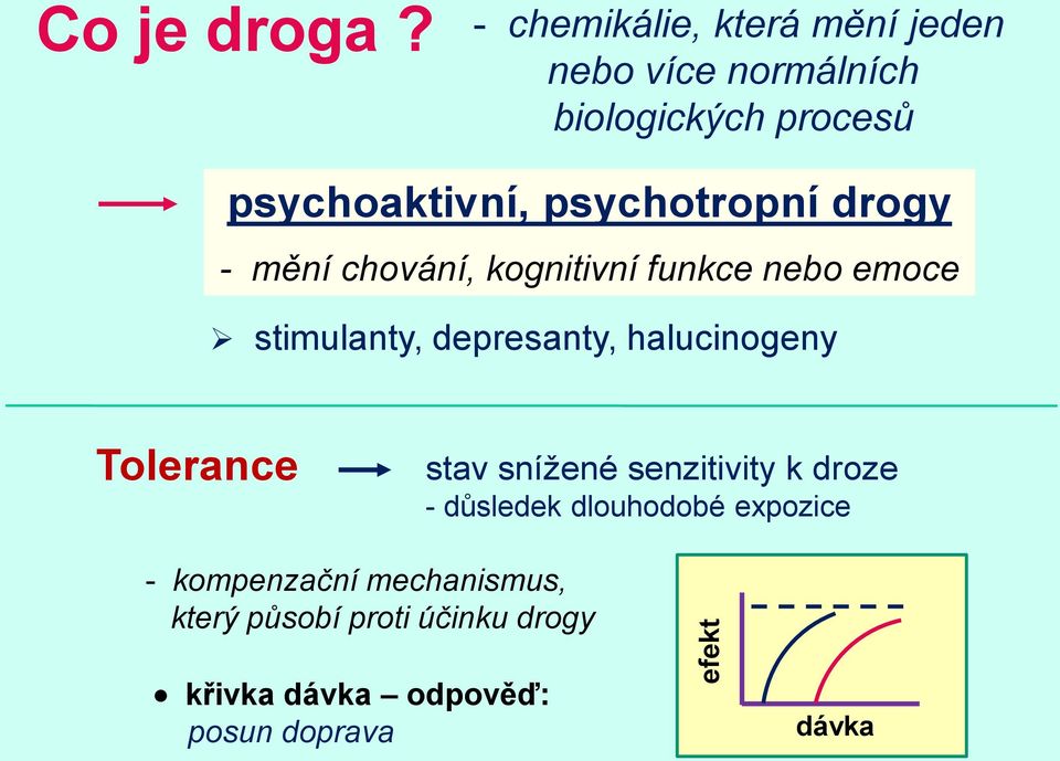 psychotropní drogy - mění chování, kognitivní funkce nebo emoce stimulanty, depresanty,