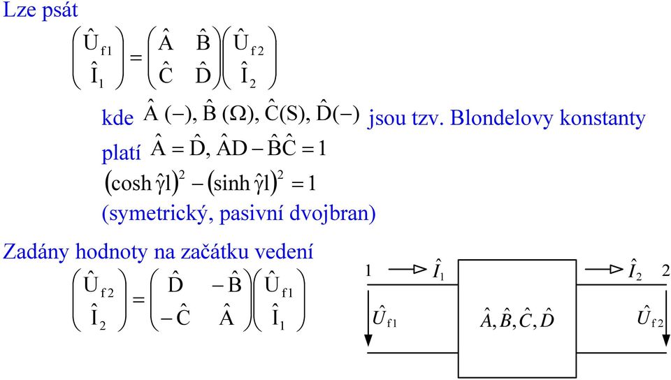 Bondeovy konstanty patí Â Dˆ, ÂD Bˆ Ĉ ( cosh γ ˆ) (