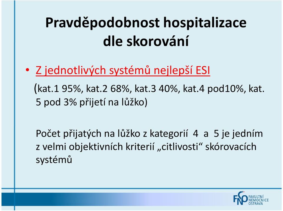 5 pod 3% přijetí na lůžko) Počet přijatých na lůžko z kategorií 4 a