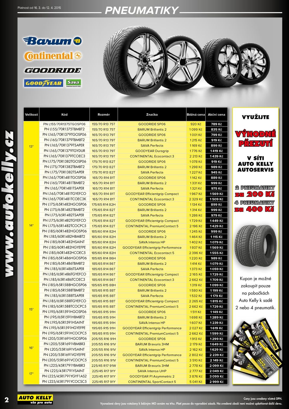 Kč PN L165/70R1379TGOSP06 165/70 R13 79T GOODRIDE SP06 1 001 Kč 799 Kč PN L165/70R1379TBMBT2 165/70 R13 79T BARUM Brillantis 2 1 215 Kč 919 Kč 13" PN L165/70R1379TSAPER 165/70 R13 79T SAVA Perfecta 1