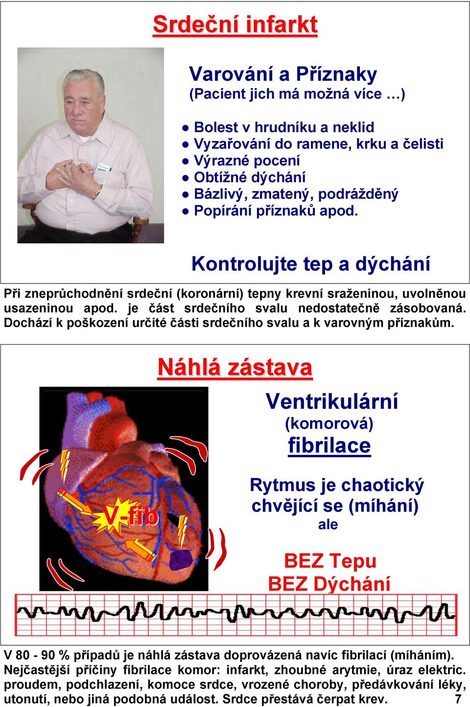 Dochází k poškození určité části srdečního svalu a k varovným příznakům.