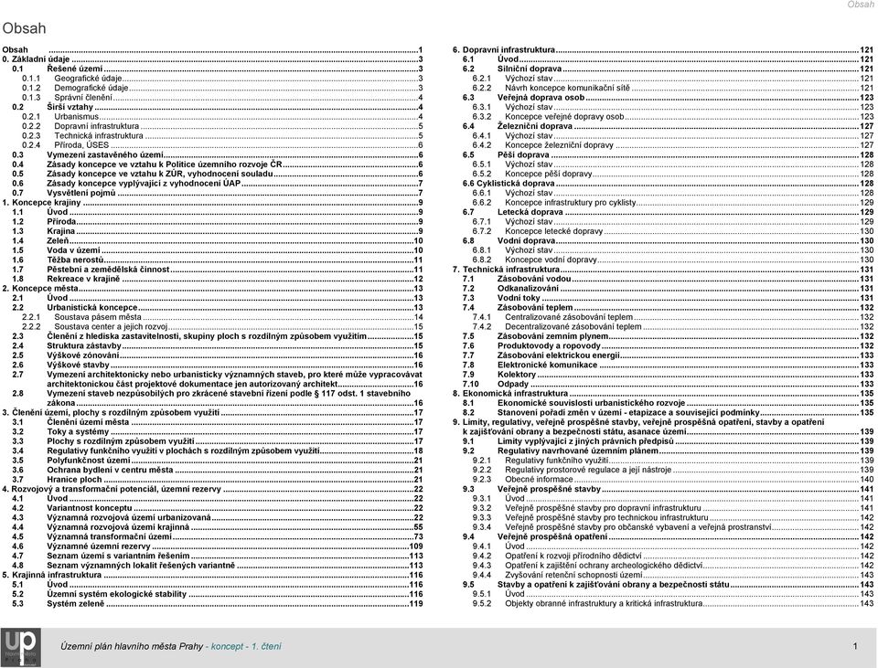 ..7 0.7 Vysvětlení pojmů...7 1. Koncepce krajiny...9 1.1 Úvod...9 1.2 Příroda...9 1.3 Krajina...9 1.4 Zeleň...10 1.5 Voda v území...10 1.6 Těžba nerostů...11 1.7 Pěstební a zemědělská činnost...11 1.8 Rekreace v krajině.