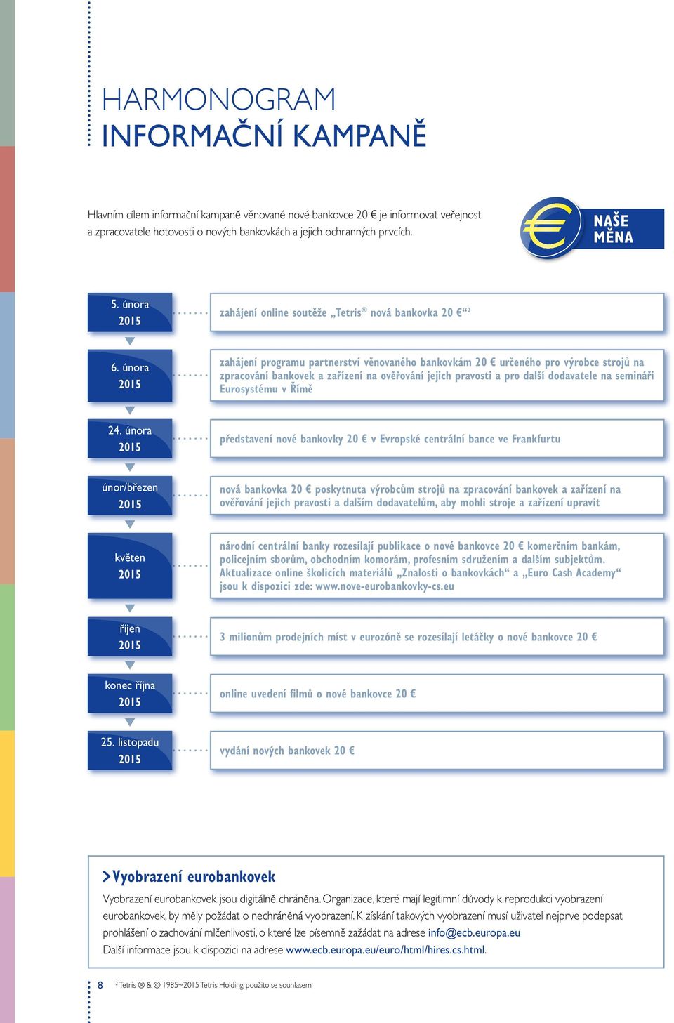 února 15 zahájení programu partnerství věnovaného bankovkám určeného pro výrobce strojů na zpracování bankovek a zařízení na ověřování jejich pravosti a pro další dodavatele na semináři Eurosystému v