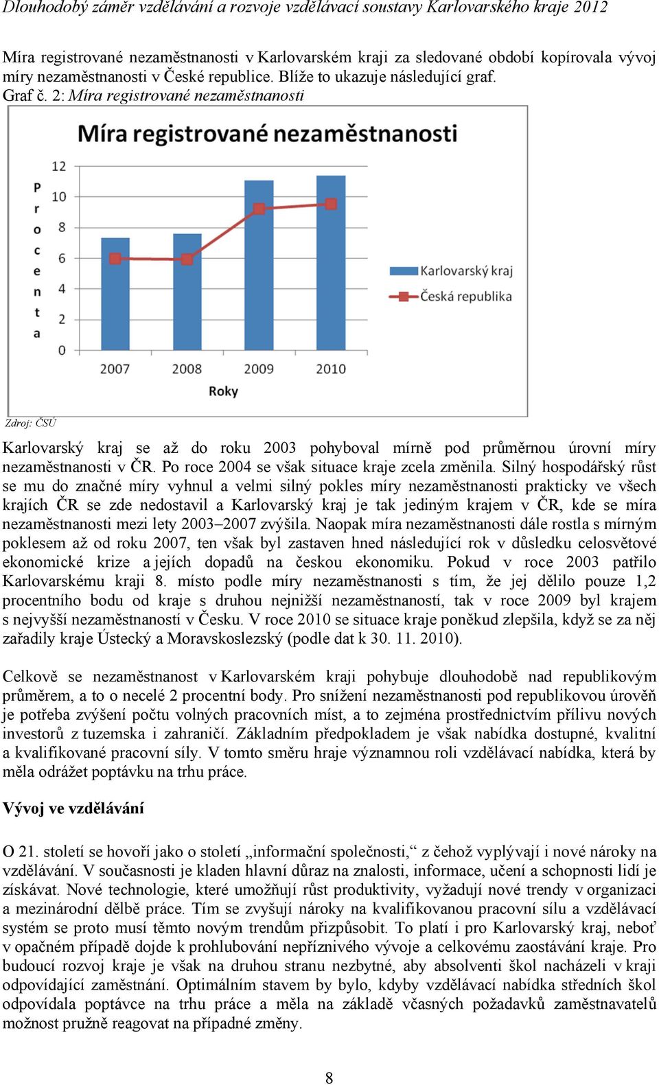 Silný hospodářský růst se mu do značné míry vyhnul a velmi silný pokles míry nezaměstnanosti prakticky ve všech ích ČR se zde nedostavil a Karlovarský je tak jediným em v ČR, kde se míra