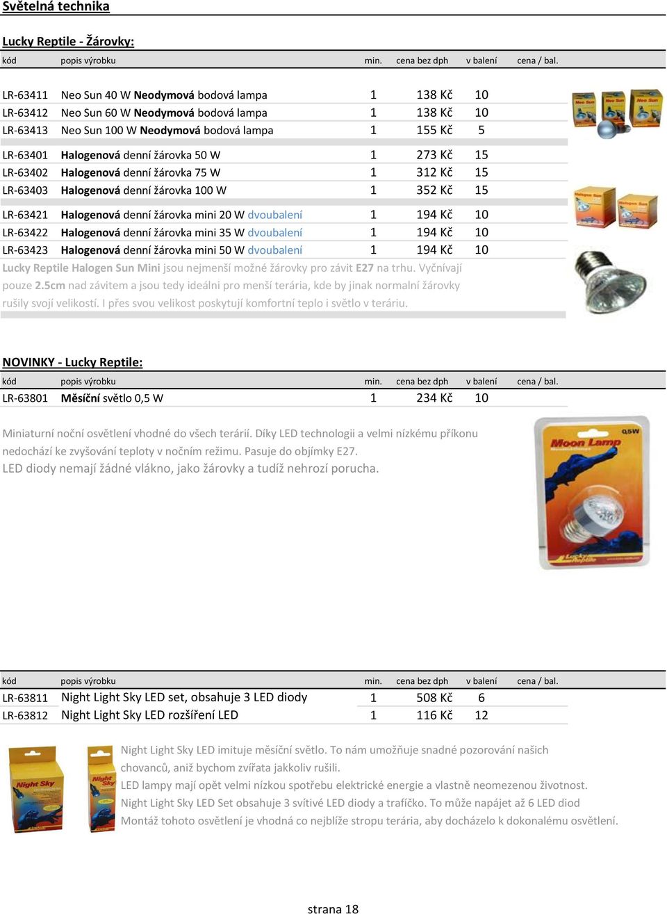 žárovka mini 20 W dvoubalení 1 194 Kč 10 LR-63422 Halogenová denní žárovka mini 35 W dvoubalení 1 194 Kč 10 LR-63423 Halogenová denní žárovka mini 50 W dvoubalení 1 194 Kč 10 Lucky Reptile Halogen