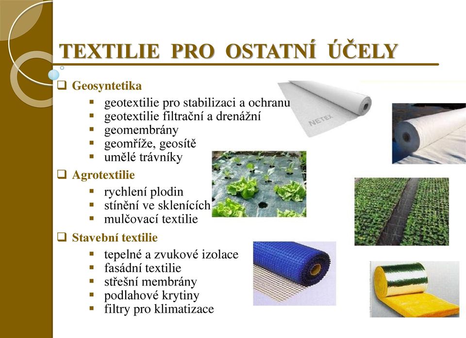 Agrotextilie rychlení plodin stínění ve sklenících mulčovací textilie Stavební